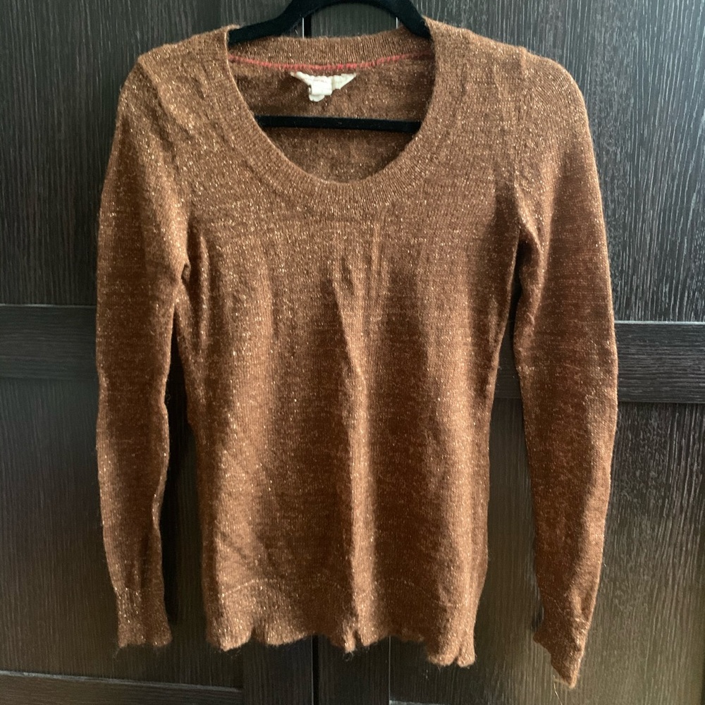 Y2K Mohair Blend Banana Republic Brown Metallic Sweater